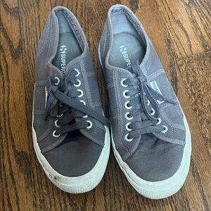 Superga Women's Gray Canvas Low-Top Sneakers